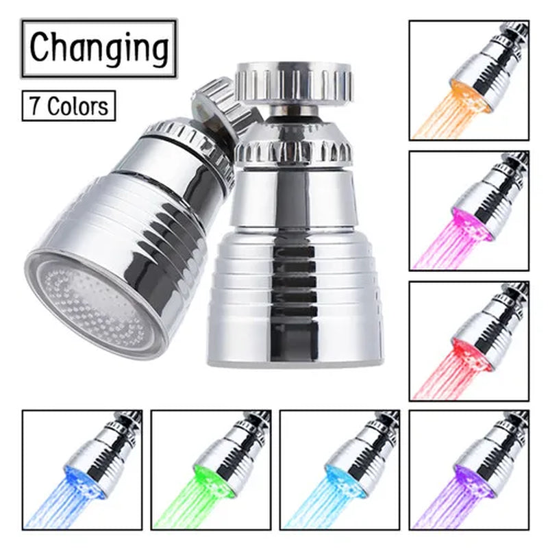 LED Temperature Sensitive Light-Up Faucet Kitchen Bathroom Glow Water Saving Faucet 360 Rotary Kitchen Faucet Shower Head