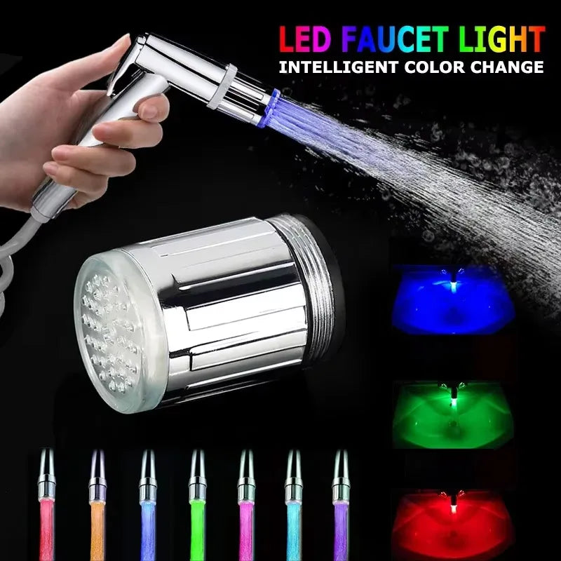 Led Faucet Colorful Luminous Color Changing Dragon Head Light without Power Battery Luminous Faucet Universal Interface Faucet