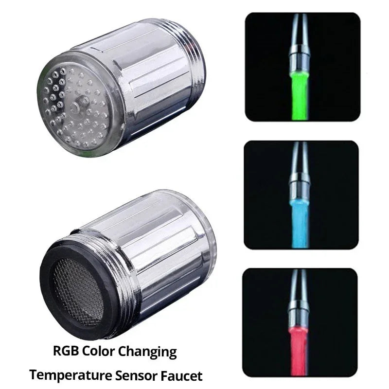 Led Faucet Colorful Luminous Color Changing Dragon Head Light without Power Battery Luminous Faucet Universal Interface Faucet