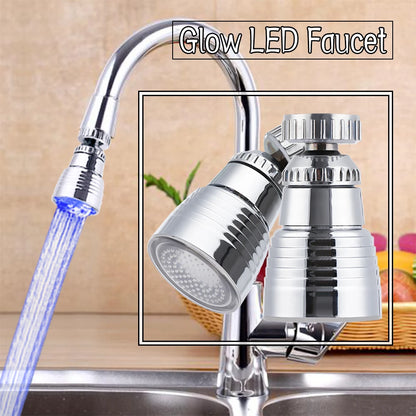 LED Temperature Sensitive Light-Up Faucet Kitchen Bathroom Glow Water Saving Faucet 360 Rotary Kitchen Faucet Shower Head