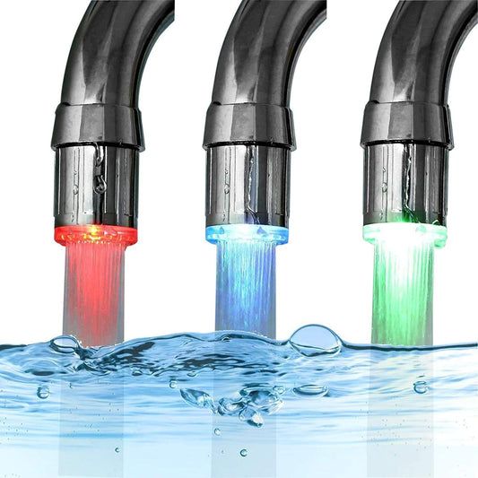 3-Color Temperature Sensitive Gradient LED Water Faucet Light Water Stream Color Changing Faucet Tap Sink Faucet for Kitchen and Bathroom (3 Color-1Pc)