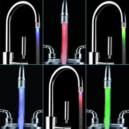 3-Color Temperature Sensitive Gradient LED Water Faucet Light Water Stream Color Changing Faucet Tap Sink Faucet for Kitchen and Bathroom (3 Color-3Pc)