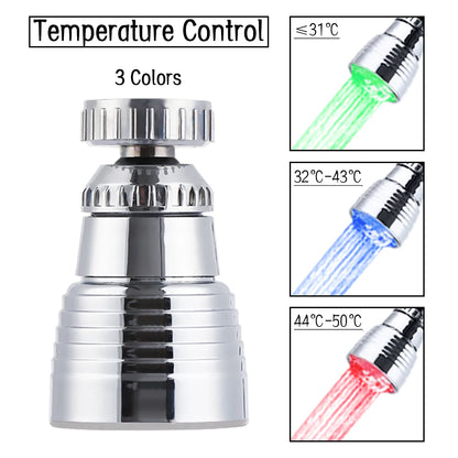 LED Temperature Sensitive Light-Up Faucet Kitchen Bathroom Glow Water Saving Faucet 360 Rotary Kitchen Faucet Shower Head